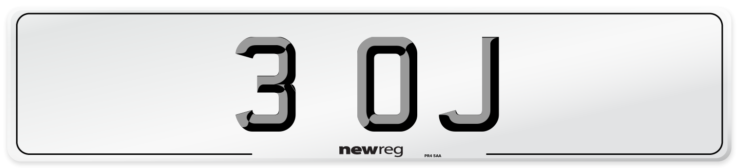 3 OJ Number Plate from New Reg